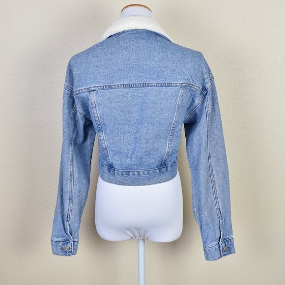 PacSun Sherpa Collar Cropped Trucker Jacket XS - Picture 4 of 8